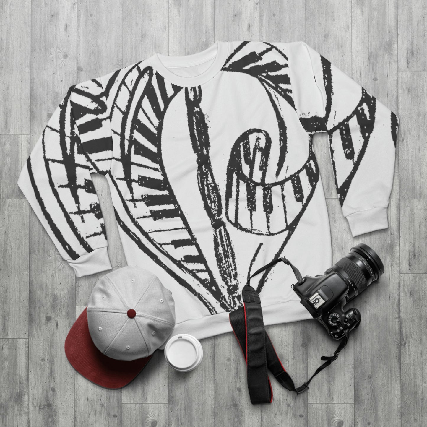 "Patience C'mon" wrap around Sweatshirt White