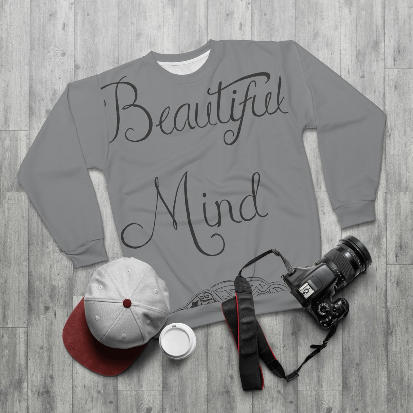 "Beautiful Mind" wrap around Sweatshirt Grey