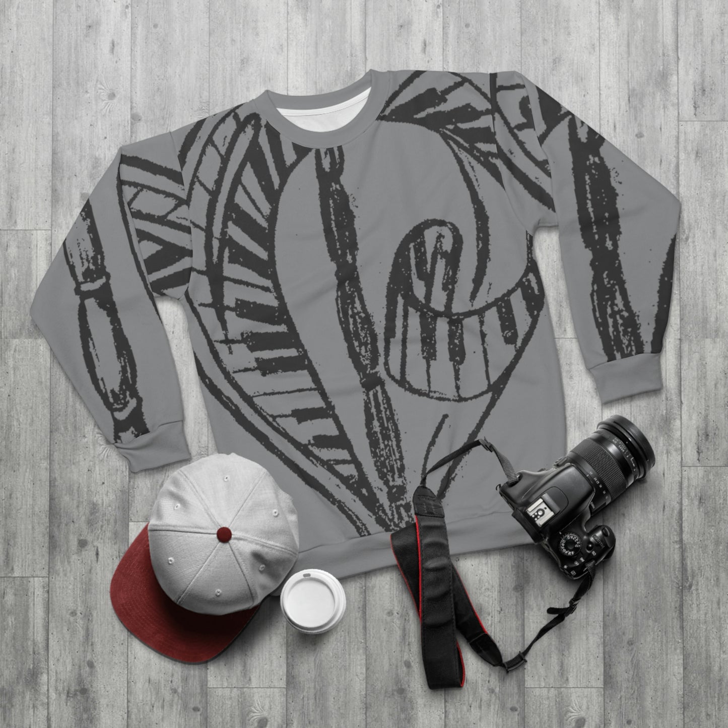 "Patience C'mon" wrap around Sweatshirt Grey